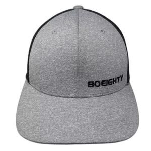 80EIGHTY Gray Black Mesh Back Flexfit Baseball Cap Hat One Size Embroidered Logo